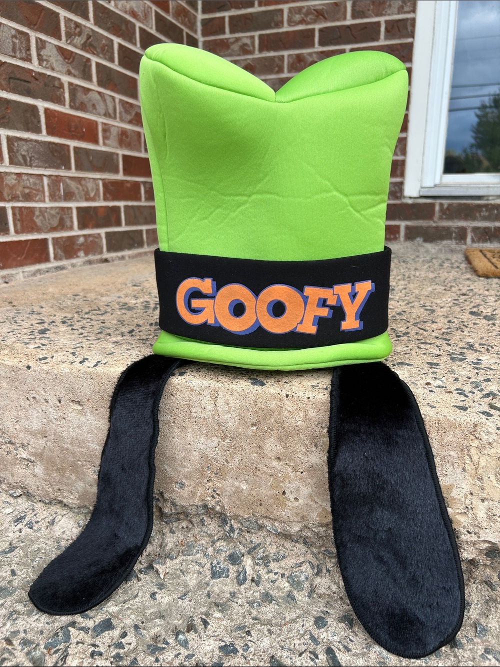Disney Parks Goofy Ears Hat with Black Ears and Orange Logo
